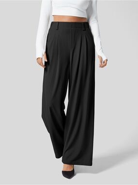 HALARA Black Wide-Leg High-Rise Trousers